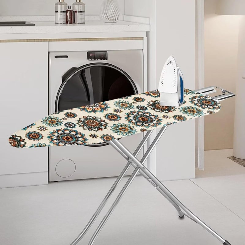 Vanideaoty Boho Floral Ironing Board Cover Standard Size, Elastic Edge Vintage Home Decoration, Hook and Loop Fasteners, Heat Reflective 15 x 54 Inch - Image 2